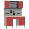 vidaXL Mobile da lavoro con cassetto 7 pcs Rosso 150 x 55 x 200 cm