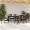vidaXL Set da Pranzo per Giardino con cuscino 7 pcs Marrone polyrattan