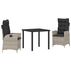 vidaXL Set da Pranzo per Giardino 3 pcs Grigio chiaro polyrattan