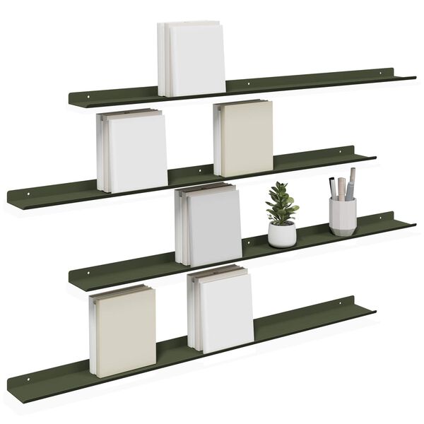 vidaXL Mensola sospesa 4 pcs Verde oliva 100 x 9 x 2,5 cm Acciaio
