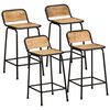 vidaXL Sgabelli da Bar 4 pz 46x35,5x80 cm Legno Massello Grezzo Mango