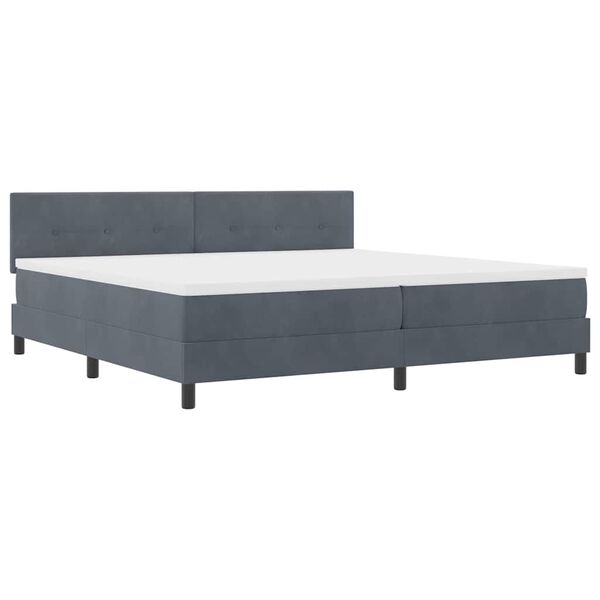 vidaXL Letto a molle con materasso Grigio scuro 200 x 200 cm Velluto