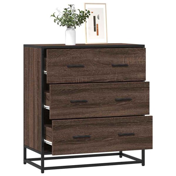 vidaXL Credenza Rovere Marrone 68x35x76 cm in Truciolato e Metallo