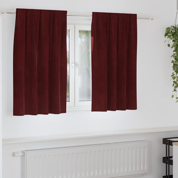 vidaXL Tende oscuranti 2 pcs Rosso Vino 140 x 140 cm Velluto