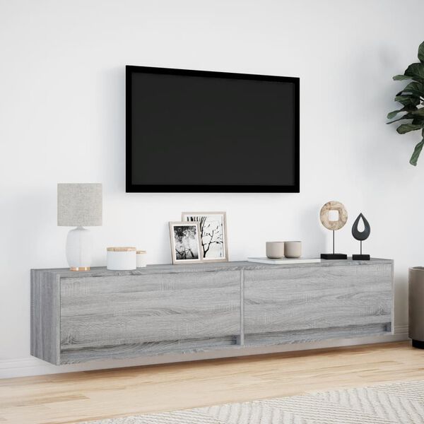 vidaXL Mobile TV a Parete con LED Grigio Sonoma 180x31x38 cm