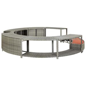 vidaXL Bordo per Vasca da Spa in Polyrattan Grigio