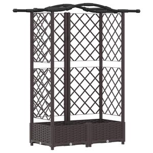 vidaXL Letto Rialzato con Griglia e Tetto Marrone 124 x 40 x 123 cm PP
