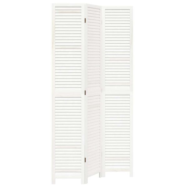 vidaXL Divisorio Ambienti 3Pannelli Bianco Legno Massello di Paulownia