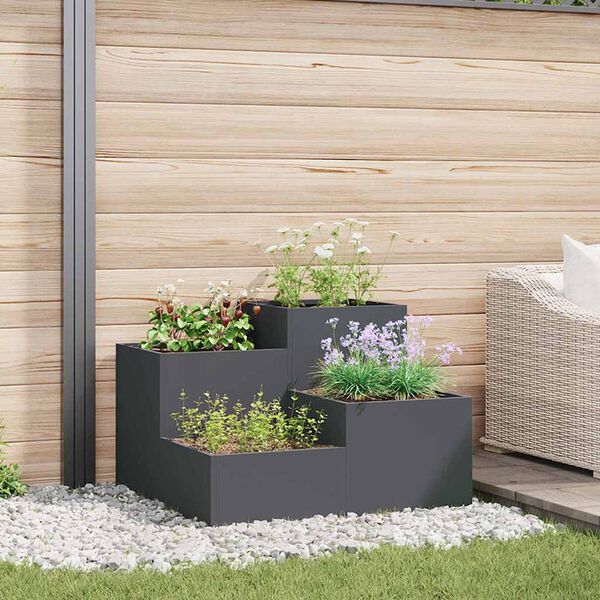 vidaXL Vaso da giardino Antracite 80 x 80 x 60 cm Acciaio