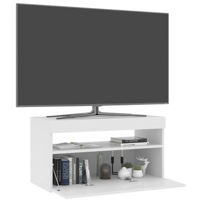 vidaXL Mobile Porta TV con Luci LED Bianco Lucido 75x35x40 cm