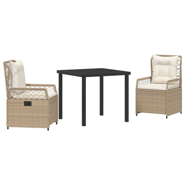 vidaXL Set da Pranzo per Giardino 3 pcs Beige e Bianco Crema