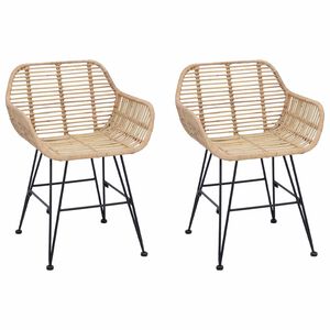 vidaXL Sedia da pranzo 2 pcs Naturale 55 x 50 x 74 cm Rattan e Ferro