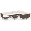 vidaXL Set Divani da Giardino 11 pz con Cuscini in Polyrattan Marrone
