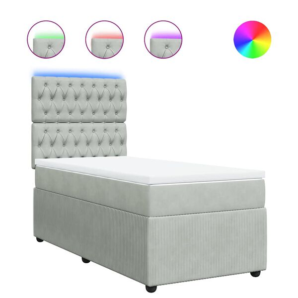 vidaXL Giroletto a Molle con Materasso Grigio Chiaro 80x200 cm Velluto