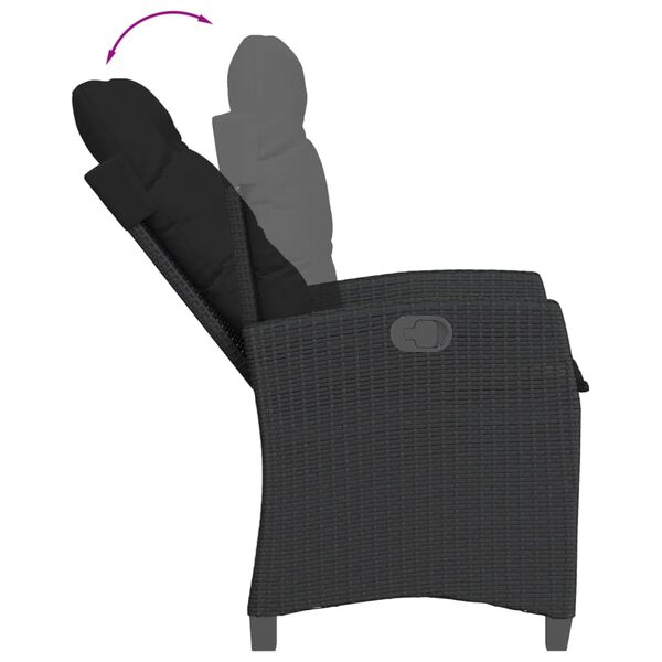 vidaXL Set da Pranzo da Giardino 5 pz Nero con Cuscini in Polyrattan