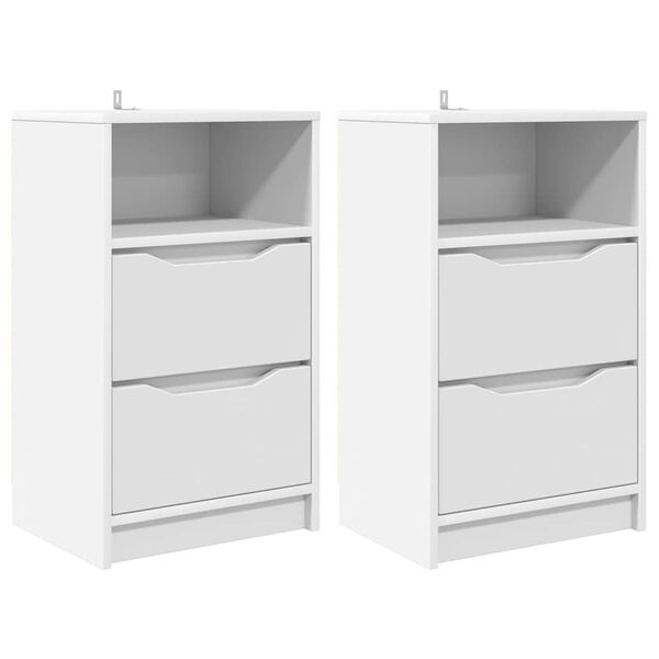 vidaXL Comodini 2 pcs Bianco 40 x 30 x 467 cm Legno multistrato
