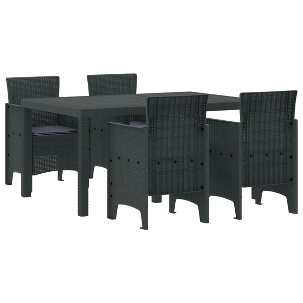vidaXL Set da Pranzo per Giardino 5 pcs Antracite Rattan Polt