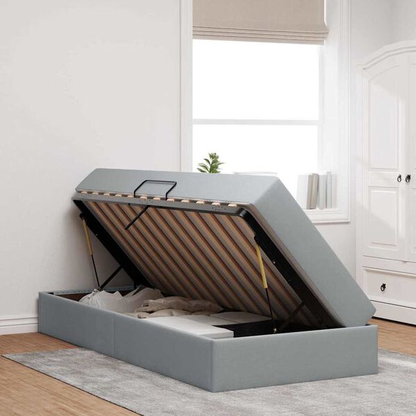 vidaXL Letto con contenitore e materasso Grigio chiaro 100 x 200 cm