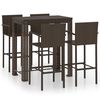 vidaXL Set Bar da Giardino 5 pz con Braccioli in Polyrattan Marrone