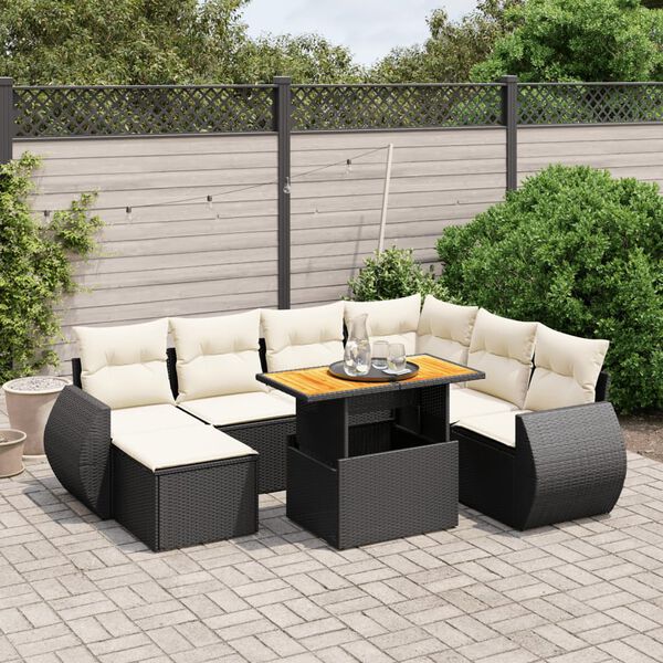 vidaXL Set Divani da Giardino con Cuscini 8 pz Nero in Polyrattan
