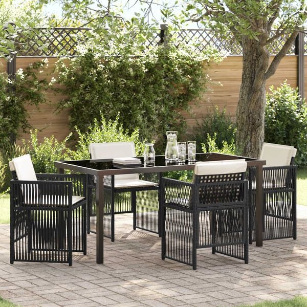 vidaXL Set da Pranzo per Giardino 5 pcs Nero