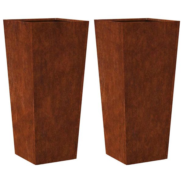 vidaXL Fioriere da Giardino 2 pz 35x35x75 cm in Acciaio Corten