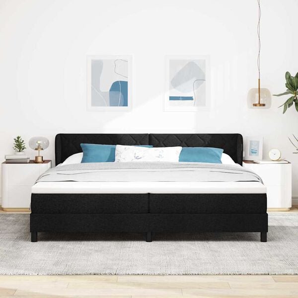 vidaXL Letto a molle con materasso Nero 200 x 200 cm Tessuto