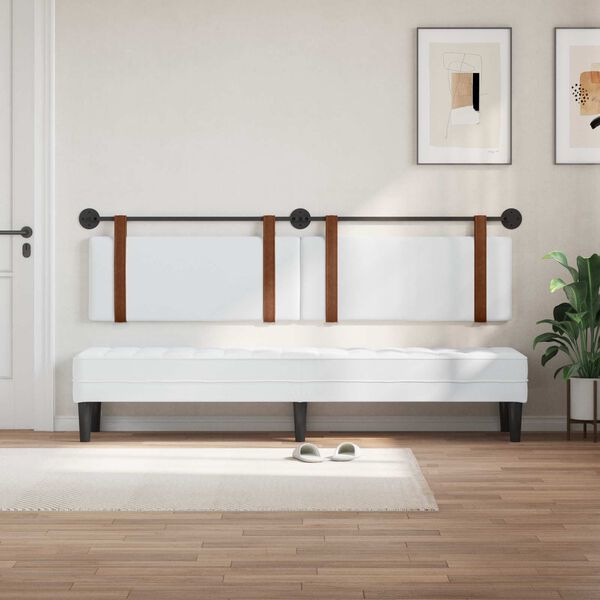 vidaXL Testata appesa Tinta unita Bianco 210 x 55 x 5 cm PU Antico