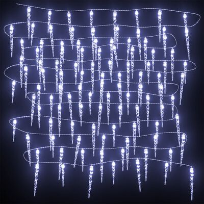 vidaXL Luce Natale a Ghiacciolo 200 LED Bianco Freddo 20m Acrilico PVC