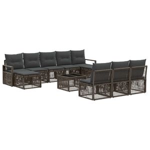 vidaXL Set Divano da Giardino 11 pcs Grigio polyrattan
