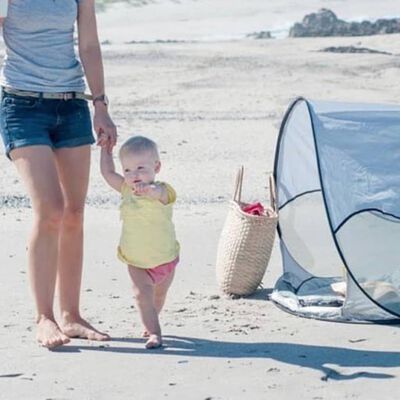 DERYAN Tenda da Spiaggia Pop-up con Zanzariera 120x90x80 cm Blu Cielo