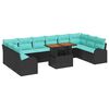 vidaXL Set Divano da Giardino 11 pcs Nero Poly Rattan