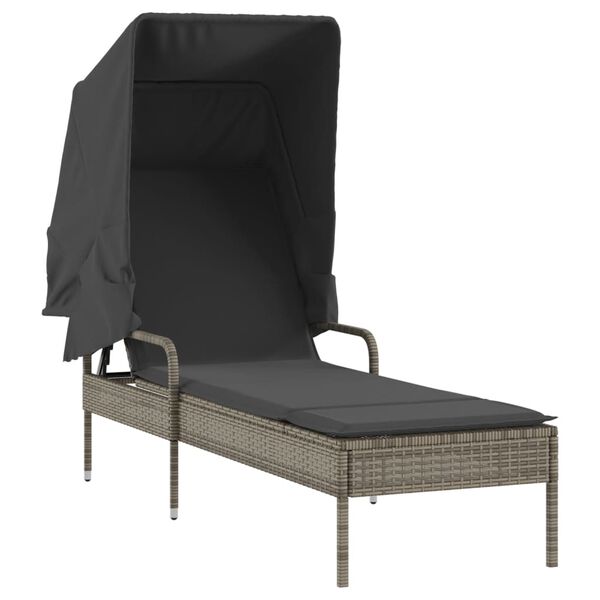 vidaXL Lettini Prendisole 2 pz con Baldacchino e Tavolino Polyrattan