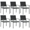 vidaXL Sedie da Giardino con Cuscini 6pz Nere 54x62,5x89 cm Polyrattan