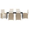 vidaXL Set da Pranzo per Giardino con cuscino 7 pcs Beige polyrattan
