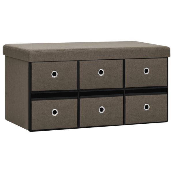 vidaXL Cassapanca Pieghevole Marrone 76x38x38 cm in Simil Lino
