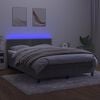 vidaXL Letto a Molle con Materasso e LED Grigio Chiaro 140x200 cm Velluto