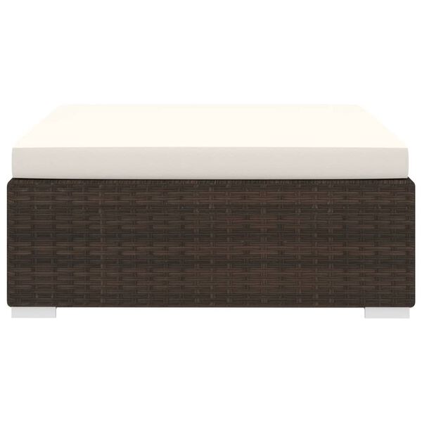 vidaXL Poggiapiedi Modulare 1 pz con Cuscino in Polyrattan Marrone