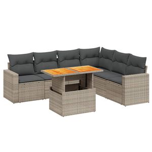 vidaXL Set Divani da Giardino 7 pz con Cuscini Grigio in Polyrattan