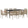 vidaXL Set da Pranzo da Giardino 9 pz con Cuscini Beige in Polyrattan