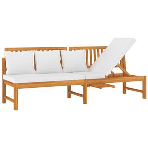 vidaXL Dormeuse con Cuscino Crema 200x60x75cm Legno Massello di Acacia