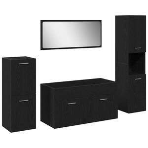 vidaXL Set di mobili per il bagno 4 pcs Rovere Nero Legno multistrato