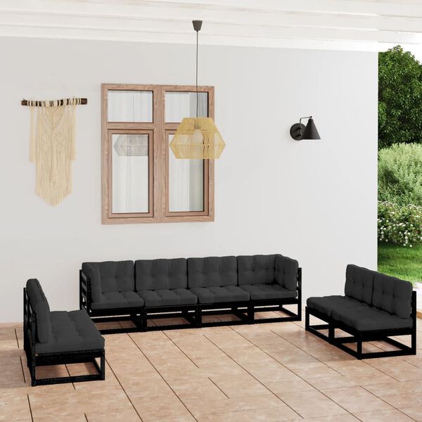 vidaXL Set Divani da Giardino 8 pz con Cuscini Legno Massello Pino