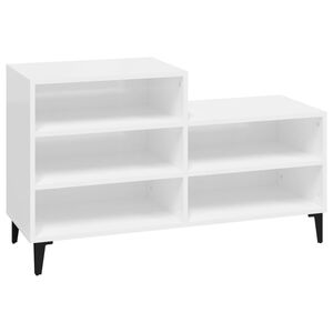 vidaXL Scarpiera Bianco Lucido 102x36x60 cm in Legno Multistrato