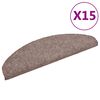 vidaXL Tappetini per scale autoadesivi 15 pz 65x21x4 cm Marrone Chiaro semicircolari grandi