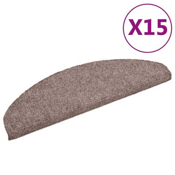 vidaXL Tappetini per scale autoadesivi 15 pz 65x21x4 cm Marrone Chiaro semicircolari grandi