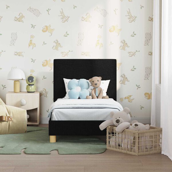 vidaXL Struttura letto per bambini con testata Nero 70 x 140 cm