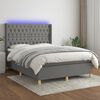 vidaXL Letto a Molle Materasso e LED Grigio Scuro 140x190cm in Tessuto