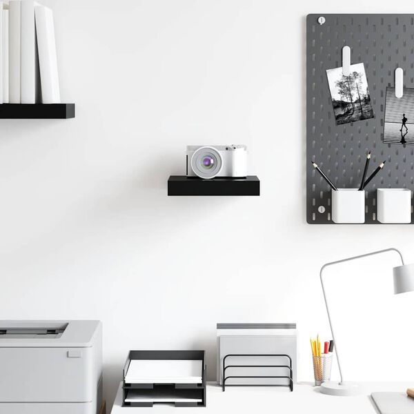 vidaXL Scaffale a Parete Nero Lucido 23x23,5x3,8 cm in MDF