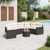 vidaXL Divano Giardino Tavolo e Cuscini Semicircolare Nero Polyrattan